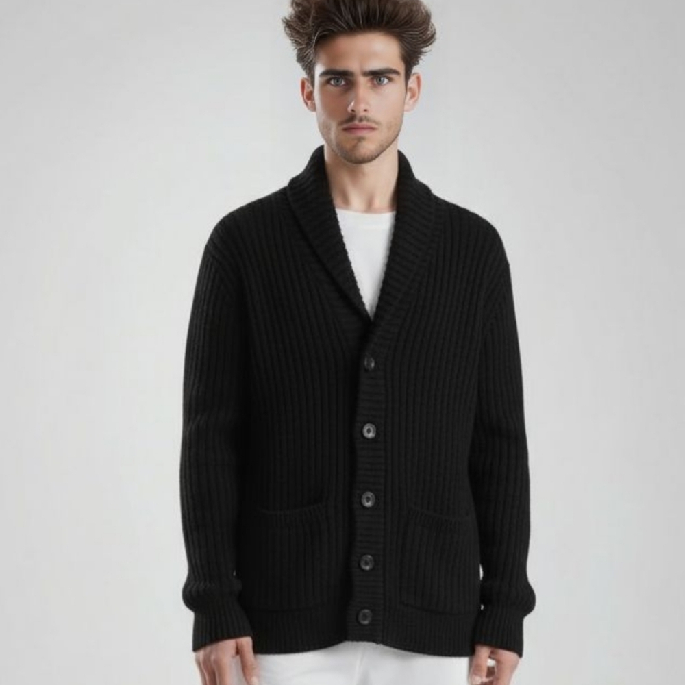 Express Navy Shawl Collared Sweater‎ Buttoned Up Mens Size XL